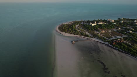 Orbital-View-over-Holbox-by-Morning-Daylight,-Quintana-Roo,-Mexico