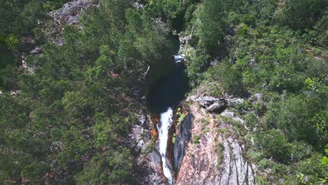 Natural-pool-of-Salto-de-Aguas-Blancas-waterfall,-Constanza-in-Dominican-Republic