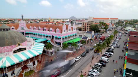 aerial-push-in-over-businesses-in-oranjestad-aruba