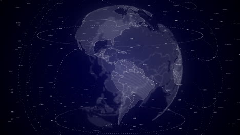 digital-globe-rotating,-zooming-in-on-Colombia-country