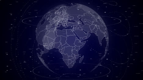 digital-globe-rotating,-zooming-in-on-Sudan-country