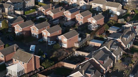 Aerial-footage-of-housing-estate-in-a-village-in-North-Yorkshire-in-the-Vale-of-Pickering