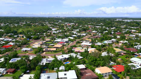 Aerial-drone-of-In-Land-Quaint-Residential-Suburb-of-Leanyer-Darwin-Northern-Territory-Australia