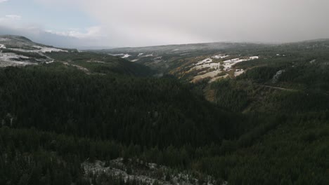 üppiges-Grünes-Tal-Mit-Schneeflecken,-Luftaufnahme-In-Norwegen,-Ruhige-Landschaft
