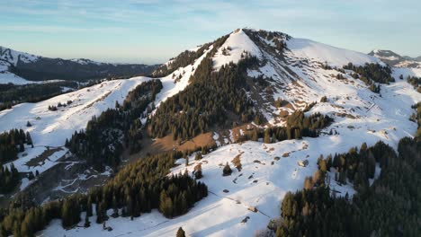 Amden-Weesen-Switzerland-fly-towards-mountain-at-golden-hour