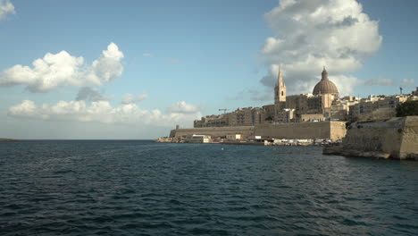 Malta-gorgeous-and-beautiful-ocean-view-footage-of-Valletta-ancient-ruins-and-buildings