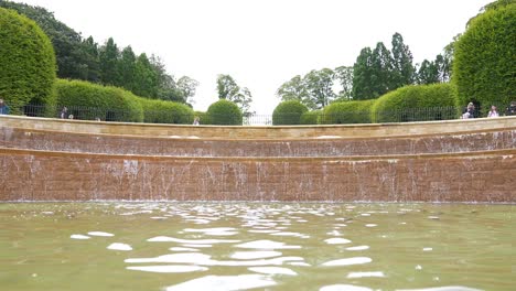 Cascade-Fountain-in-Alnwick-Gardens,-England-UK,-Historic-Landmark-and-Parks,-Slow-Motion