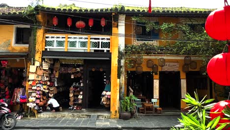 Shopfronts-with-lanterns-during-the-day-in-Hoi-An-ancient-town-in-Vietnam