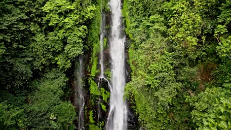 A-breathtaking-waterfall-surrounded-by-lush-greenery-in-a-tropical-forest