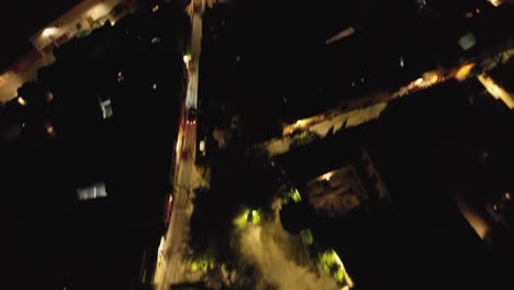 Flying-Over-City-Of-San-Miguel-de-Allende-At-Night-In-Mexico---Drone-Shot