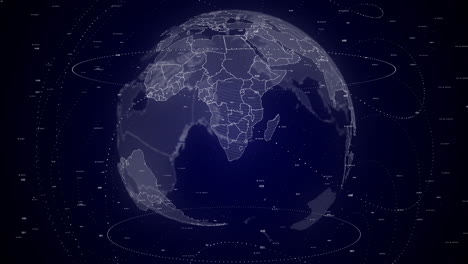Digital-globe-rotating,-zooming-in-on-Botswana-country