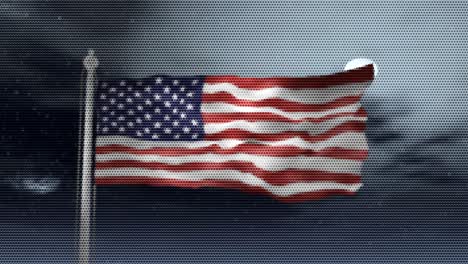 Animierter-Bewegter-Bewegungshintergrund,-Der-Die-Flagge-Der-Vereinigten-Staaten-Von-Amerika-Zeigt,-Die-Am-Himmel-Weht