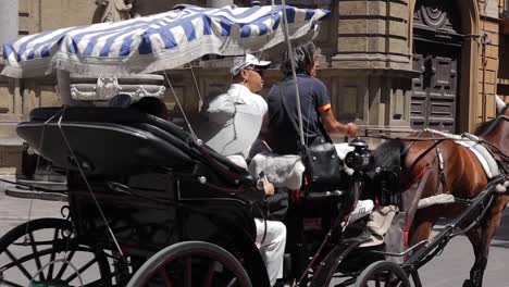 Tourists-riding-a-horse-at-Piazza-Vigliena-in-Palermo-Italy