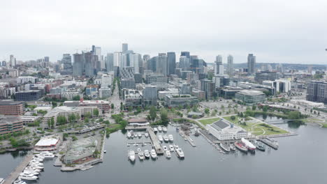 Seattle-aerial-shot-over-South-Lake-Union-panning-right
