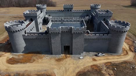 Rising-shot-of-a-castle-being-constructed-in-Clarksville-Tennessee