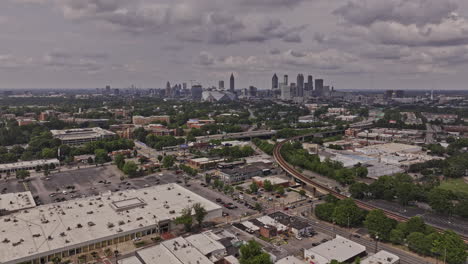 Atlanta-Georgia-Aerial-v931-drone-flyover-West-End-and-Adair-Park-towards-Castleberry-Hill-capturing-freeway-traffics-and-downtown-cityscape-on-the-skyline---Shot-with-Mavic-3-Pro-Cine---May-2023