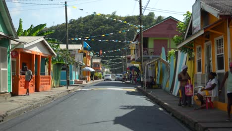 Vibrant-Caribbean-town-with-small-colourful-houses