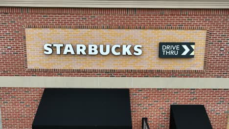 Aerial-view-of-a-Starbucks-store-with-a-drive-thru