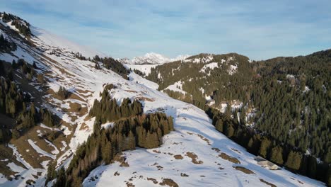 Amden-Weesen-Schweiz-Fliegen-Hinauf-Schneebedeckten-Berg