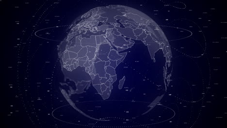 digital-globe-rotating,-zooming-in-on-Kenya-country