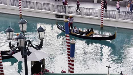 Shot-of-gondola-with-tourists-at-The-Venetian-Hotel