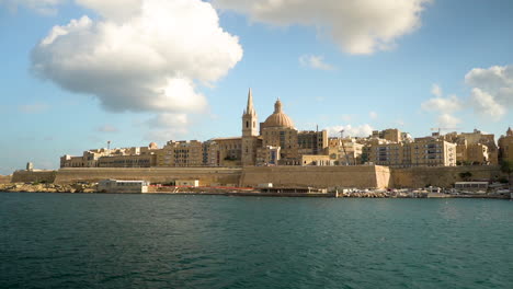 Malta-gorgeous-and-beautiful-ocean-view-footage-of-Valletta-ancient-ruins-and-buildings