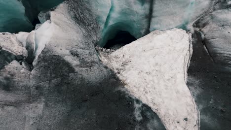 Glaciar-Vinciguerra-Ice-Field-And-Cave-In-Ushuaia,-Tierra-del-Fuego,-Argentina---Drone-Shot