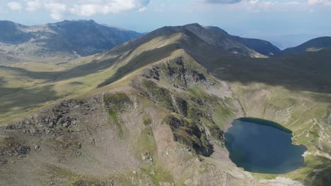 Seven-Rila-Lakes-Nature-Mountain-Landscape-in-Bulgaria---Aerial-4k-Circling