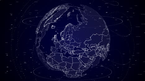 digital-globe-rotating,-zooming-in-on-Belarus-country
