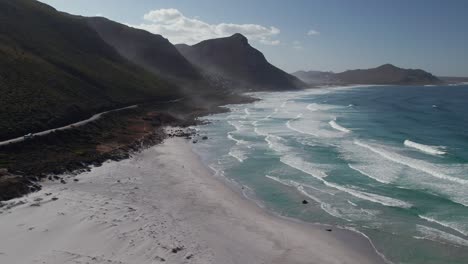 Scenic-Seascape-In-Misty-Cliffs,-Cape-Town,-South-Africa---Aerial-Shot