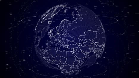 Digital-globe-rotating,-zooming-in-on-Ukraine-country