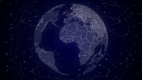Digital-globe-rotating,-zooming-in-on-Ghana-country