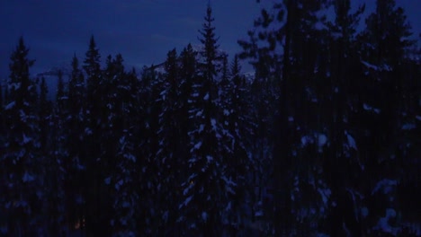 Drone-view-of-the-snowy-mountains-of-Banff-Canada-in-winter