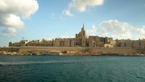 Malta-gorgeous-and-beautiful-ocean-view-footage-of-Valletta-ancient-ruins-and-buildings