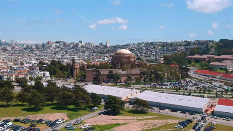 San-francisco's-Palace-of-Fine-Arts,-clear-day,-aerial-view