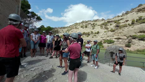 People-with-helmet-on-receiving-instruction-before-hiking-trek-day-trip