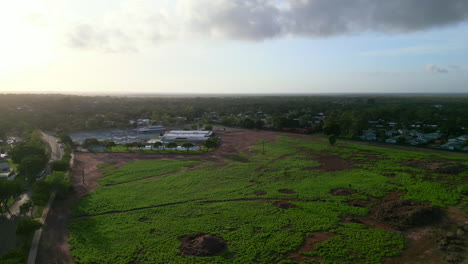 Drone-Aéreo-De-Piscina-Recreativa-Y-Canchas-De-Tennie-Por-Un-Gran-Campo-Abierto-En-La-Hora-Dorada-En-Moulden-Territorio-Del-Norte-De-Australia