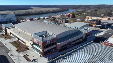 Aerial-orbit-of-F-and-M-Bank-Arena-in-Clarksville-Tennessee