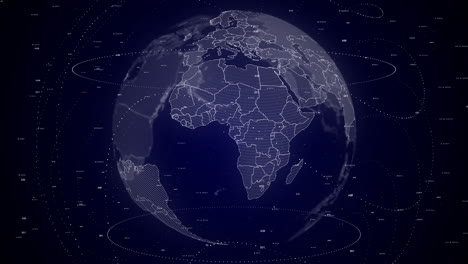 Digital-globe-rotating,-zooming-in-on-Gabon-country