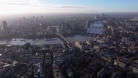 Dolly-back-aerial-shot-over-Covent-garden-and-Kingsway-the-Strand-central-London