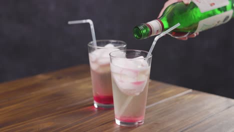 Chilean-Terremoto-drink-typical-summer-cocktail-of-Chile-glasses-with-icecream,-pipeño-wine-and-granadina