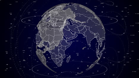 digital-globe-rotating,-zooming-in-on-Yemen-country