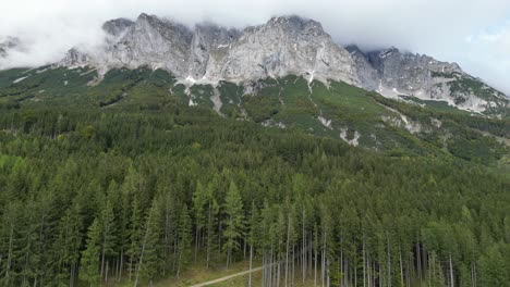 Nature-Mountain-Landscape-in-Schladming-Austria---Aerial-4k-Pedestal
