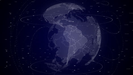 digital-globe-rotating,-zooming-in-on-Peru-country