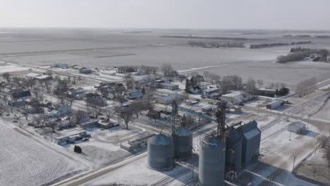 Winter-Aerial-View-of-Fertilizer-Plant-and-Adjacent-Rural-Town