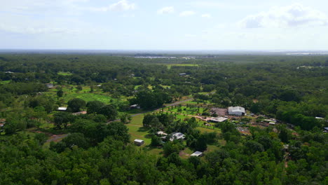 Aerial-drone-of-Rural-Suburb-of-Howard-Springs-Darwin-Northern-Territory-Australia-Panoramic-Pullback