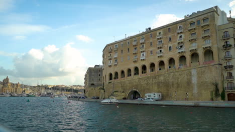 Malta-gorgeous-and-beautiful-ocean-view-footage-of-Valletta-ancient-ruins-and-buildings