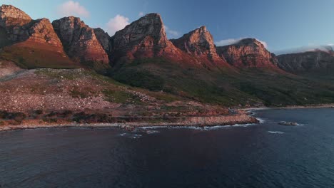 Twelve-Apostles-Mountains-In-Cape-Town-At-Sunset---Aerial-Drone-Shot