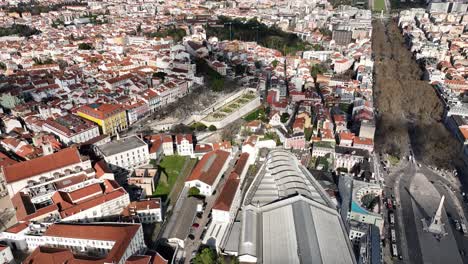 Drone-shot-of-central-Lisbon.-Av-Liberdade