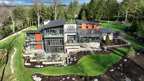 Aerial-establishing-shot-of-modern-luxury-home